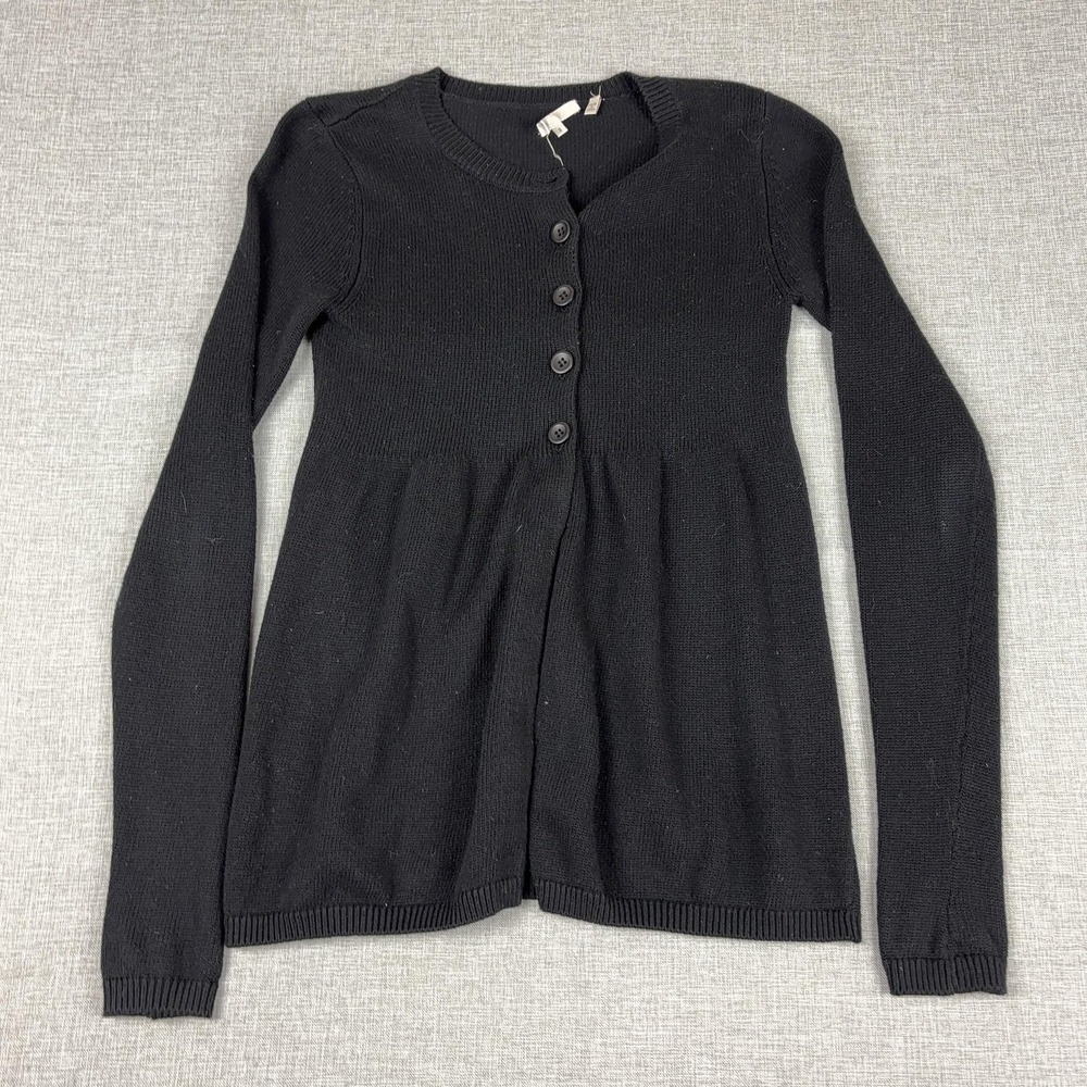 Vince Cardigan Womens S Black 85% Cotton 15% Cashmere Crew Neck Lightweight